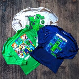 Big Boy Minecraft Boys Creeper Crew Graphic Longsleeve T-Shirts Bundle Size M